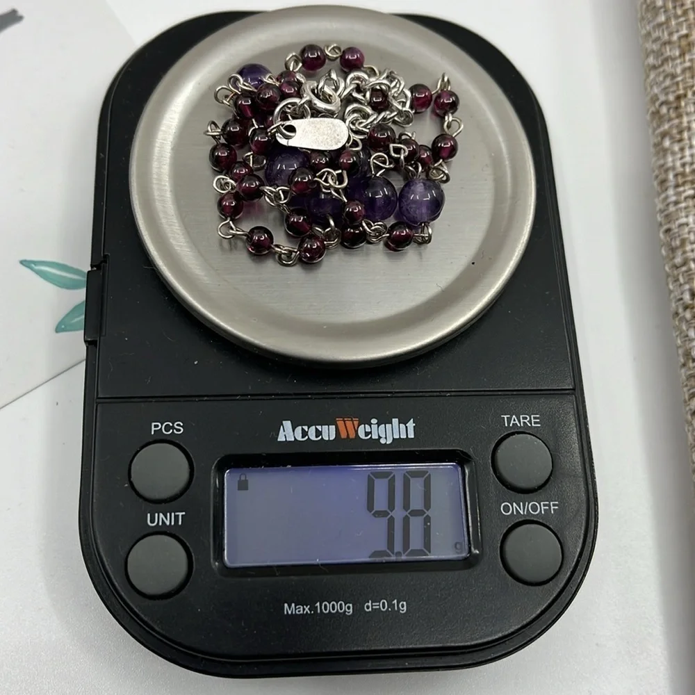 Vintage ✨ Sterling Silver Beaded Adjustable Necklace with Marcasite Pendant 💎 - Picture 14 of 14